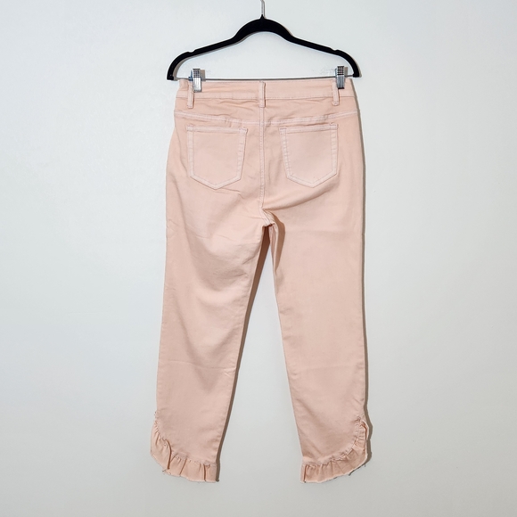 Kate & Mallory Pink Cropped Jeans with Ruffle Hem Size 8 Pink Denim - Picture 4 of 10